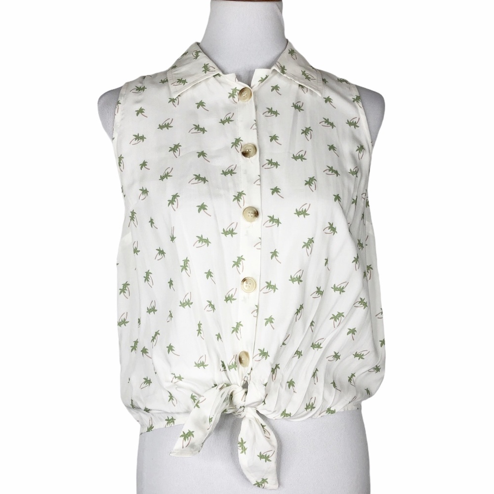 NEW The Good Jane Palm Tree Tie Front Top Sz. S